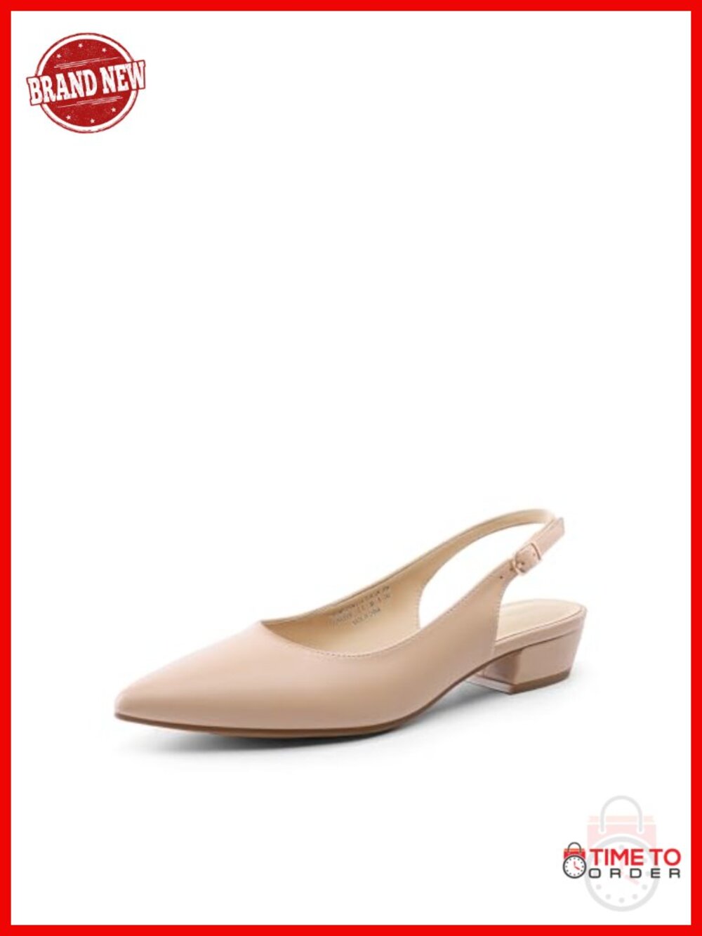 Women's Slingback Low Block Heel Pointed Toe Pumps Faux Leather Work Office